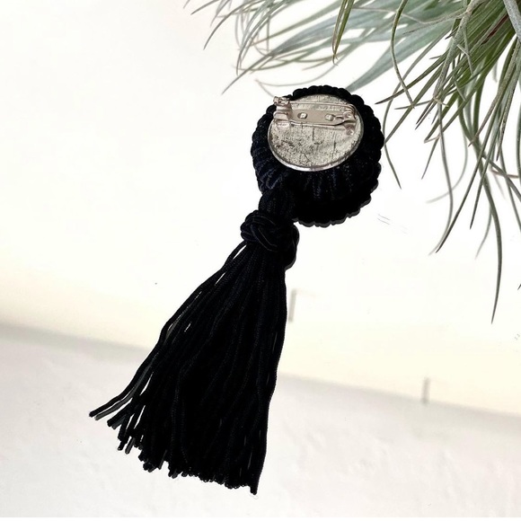 Cute Vintage Handmade Black Tassel Brooch - Picture 3 of 4